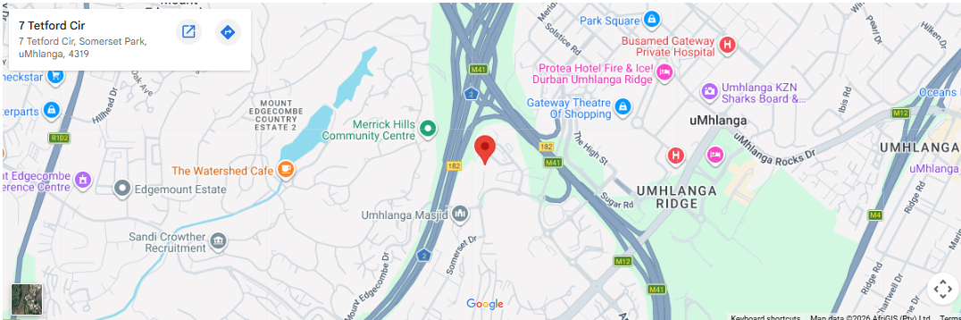 Map to RapidTrack at 7 Tetford Circle, uMhlanga